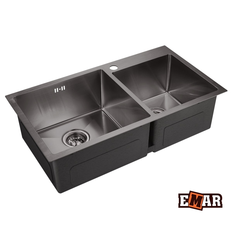 Кухонная мойка нержавеющей стали EMAR EMB-210 PVD Nano Dark