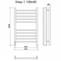 Полотенцесушитель Электрич.кабельный Ника STEP-1 100/50 RAL9005 черный матовый левый тэн