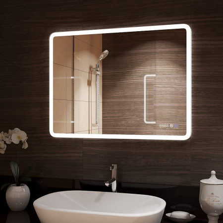 Зеркало Континет Demure luxe 700x500 с подсветкой, подогревом и часами