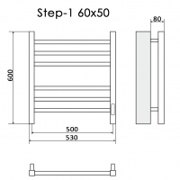 Полотенцесушитель Электрич.кабельный Ника STEP-1 60/50 RAL9005 черный матовый правый тэн
