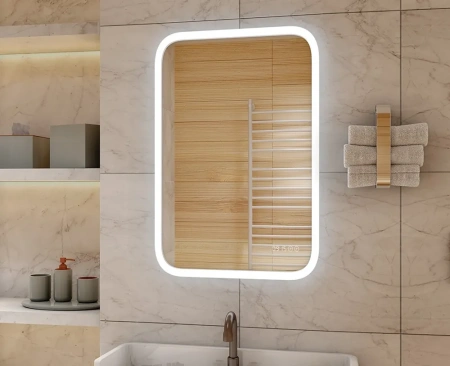Зеркало Континент Glamour LED 600х800 с часами и подогревом