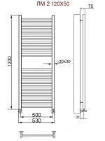 Полотенцесушитель водяной Ника MODERN ЛМ-2 1200x500 с вентилями (комплект люкс)