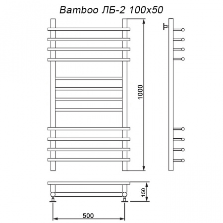 Полотенцесушитель водяной Ника BAMBOO ЛБ-2 1000x500