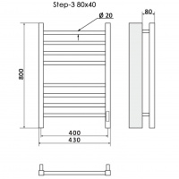 Полотенцесушитель Электрич.кабельный Ника STEP-3 80/40 правый тэн