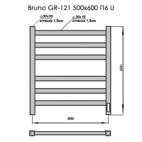 Полотенцесушитель Электрич. с/т GROIS Bruno GR-121 500/600 П6 RAL9005 U черный матовый