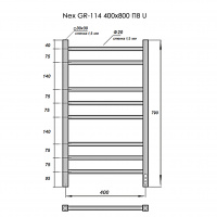 Полотенцесушитель Электрич. с/т GROIS Nex GR-114 400/800 П8 RAL9016 U белый (ВЫВЕДЕН)