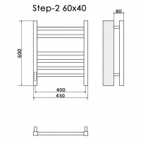 Полотенцесушитель Электрич.кабельный Ника STEP-2 60/40 RAL9005 черный матовый левый тэн