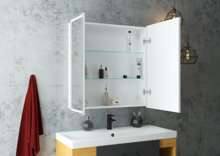 Зеркало-шкаф Континент Allure Led 800х800 с датчиком движения, розеткой
