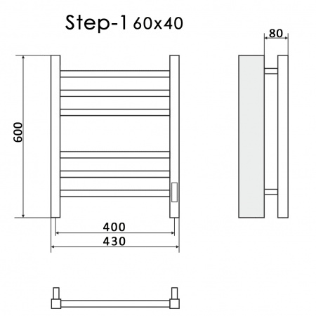 Полотенцесушитель Электрич.кабельный Ника STEP-1 60/40 правый тэн