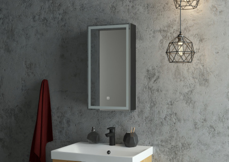 Зеркало-шкаф Континент Mirror Box black Led 350х650 левый