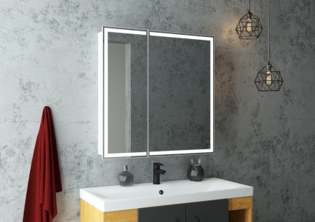Зеркало-шкаф Континент Allure Led 800х800 с датчиком движения, розеткой
