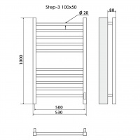 Полотенцесушитель Электрич.кабельный Ника STEP-3 100/50 правый тэн