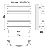 Полотенцесушитель водяной Ника BAMBOO ЛБ-6 800x500