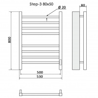 Полотенцесушитель Электрич.кабельный Ника STEP-3 80/50 правый тэн