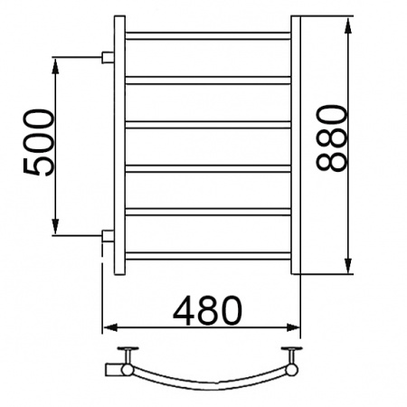 Полотенцесушитель водяной Ника ARC ЛД 800x400 бок. подкл. 50 см