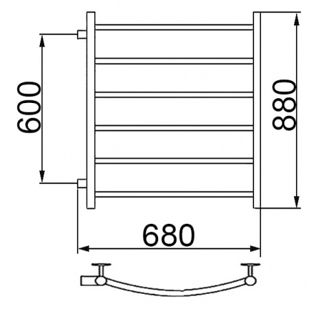 Полотенцесушитель водяной Ника ARC ЛД 800x600 бок. подкл. 60 см
