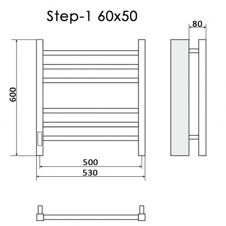 Полотенцесушитель Электрич.кабельный Ника STEP-1 60/50 правый тэн