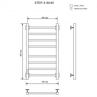 Полотенцесушитель Электрич.кабельный Ника STEP-3 80/40 RAL9016 белый матовый левый тэн
