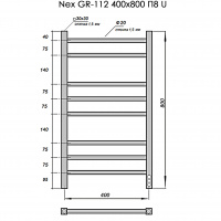 Полотенцесушитель Электрич. с/т GROIS Alex GR-102 400/800 П8 RAL9005 U черный матовый