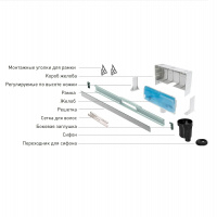 Желоб BERGES водосток WALL 1000 пристенный, хром глянец, S-сифон D50/105 H50 вертикальный