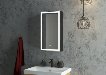 Зеркало-шкаф Континент Mirror Box black Led 350х650 левый