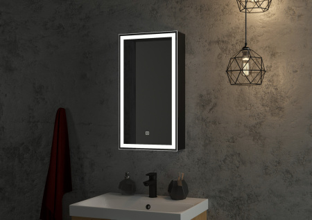 Зеркало-шкаф Континент Mirror Box black Led 350х650 левый