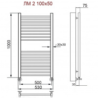Полотенцесушитель водяной Ника MODERN ЛМ-2 1000x500 RAL9016 белый матовый с вентилями (комплект люкс)
