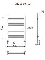 Полотенцесушитель водяной Ника MODERN ЛМ-2 600x500 с вентилями (комплект люкс)