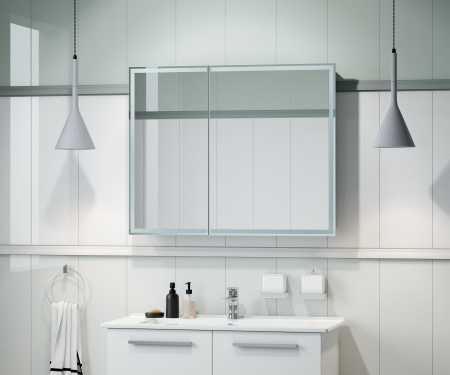 Зеркало-шкаф Континент Allure Led 1000х800 с датчиком движения, розеткой