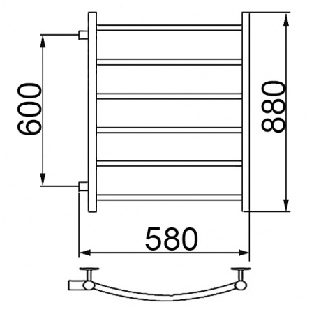 Полотенцесушитель водяной Ника ARC ЛД 800x500 бок. подкл. 60 см