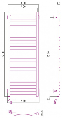 Полотенцесушитель электрический Сунержа Аркус 2.0 1200x400