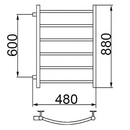 Полотенцесушитель водяной Ника ARC ЛД 800x400 бок. подкл. 60 см