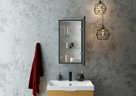 Зеркало-шкаф Континент Mirror Box black Led 350х650 правый